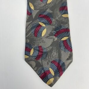 Vintage Zylos George Machado Silk Tie Orb Pattern Gray Iridescent Unique Retro